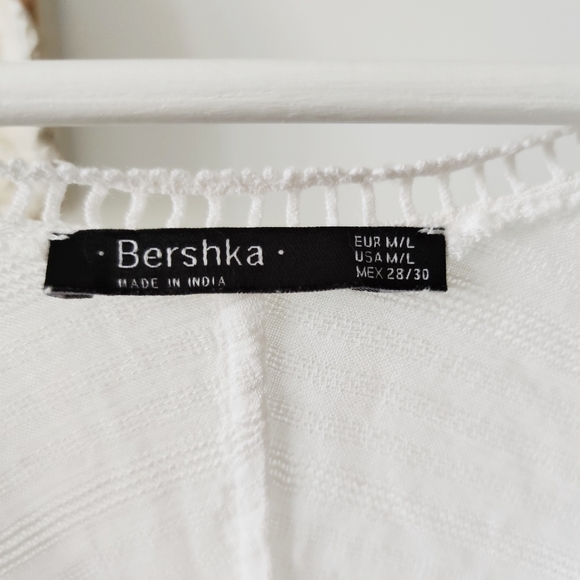 BERSHKA boho white lace loose cotton top - Picture 4 of 6